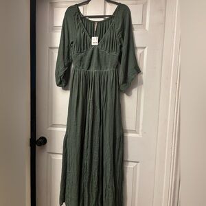 NWT Free people Dixie maxi dress in dried pine color